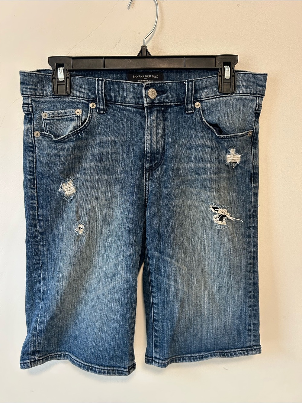 Banana Republic Distressed Mid-Blue Denim Shorts